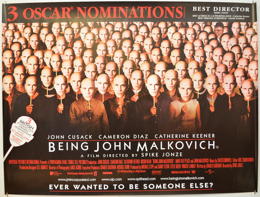 Being John Malkovich (Oscars Version) Original Quad Poster - Film Poster - Movie Poster