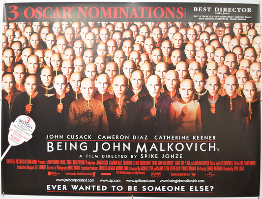 Being John Malkovich (Oscars Version) Original Quad Poster - Film Poster - Movie Poster