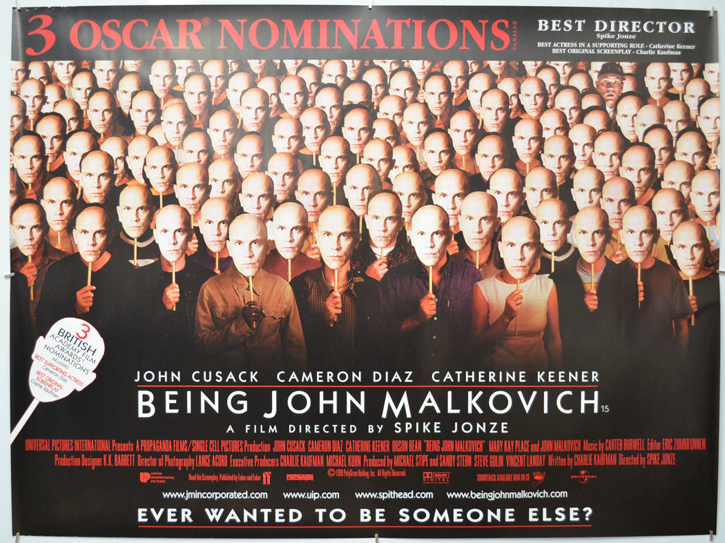 Being John Malkovich (Oscars Version) Original Quad Poster - Film Poster - Movie Poster