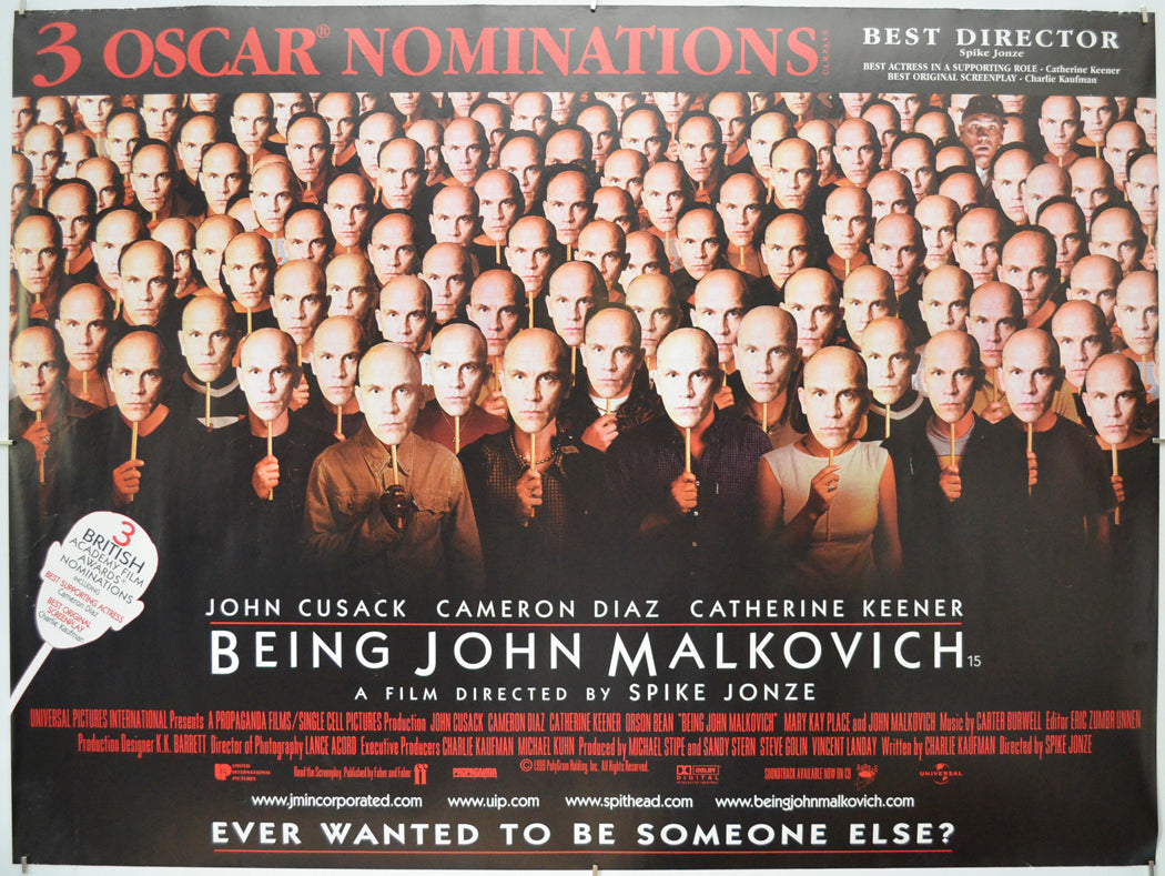 Being John Malkovich (Oscars Version) - Original Quad Poster - Film Poster - Movie Poster