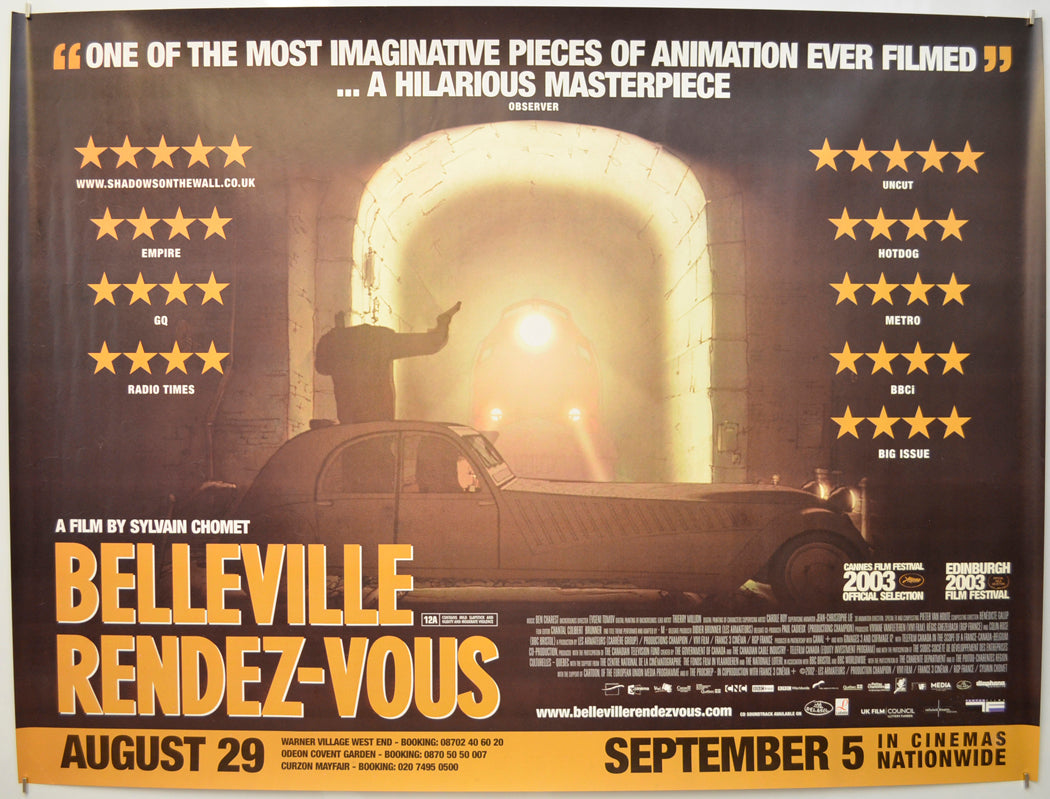 Belleville Rendez-Vous  (a.k.a. Les triplettes de Belleville) Original Quad Poster - Film Poster - Movie Poster  