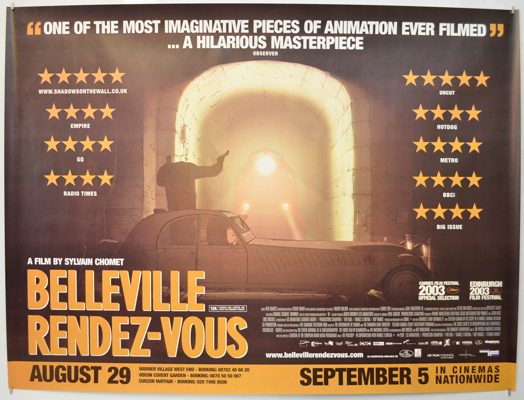 Belleville Rendez-Vous  (a.k.a. Les triplettes de Belleville) Original Quad Poster - Film Poster - Movie Poster  