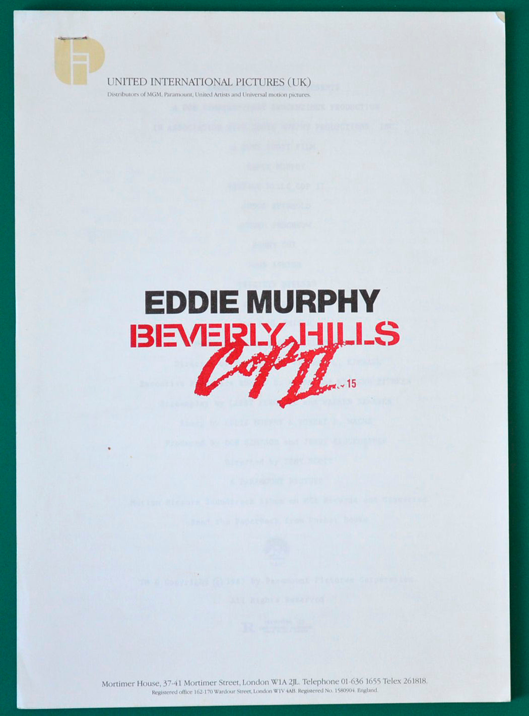 Beverly Hills Cop II - Production Info