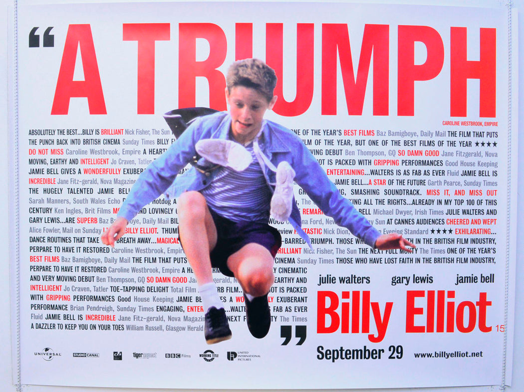 Billy Elliot  (Quotes Version)  Original   Original British Quad Poster - Film Poster - Movie Poster 