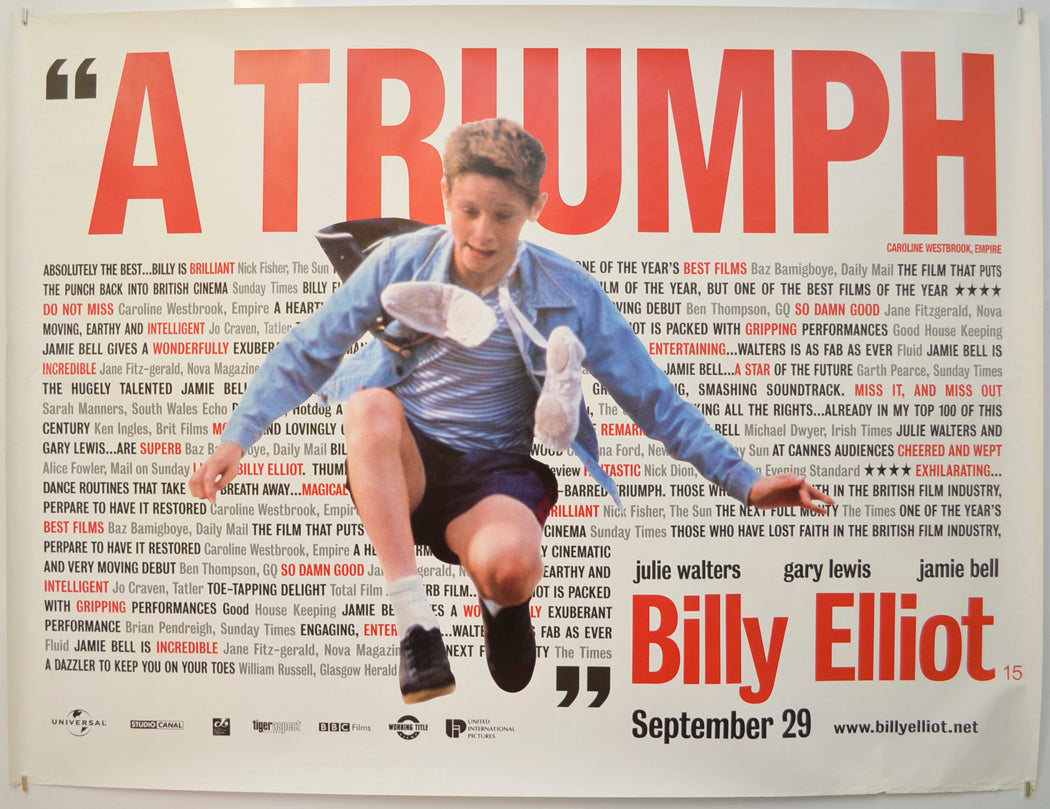 Billy Elliot (Reviews Version) Original Quad Poster - Film Poster - Movie Poster