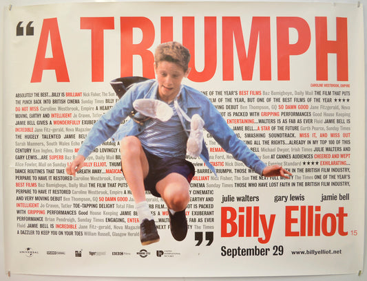 Billy Elliot (Reviews Version) Original Quad Poster - Film Poster - Movie Poster