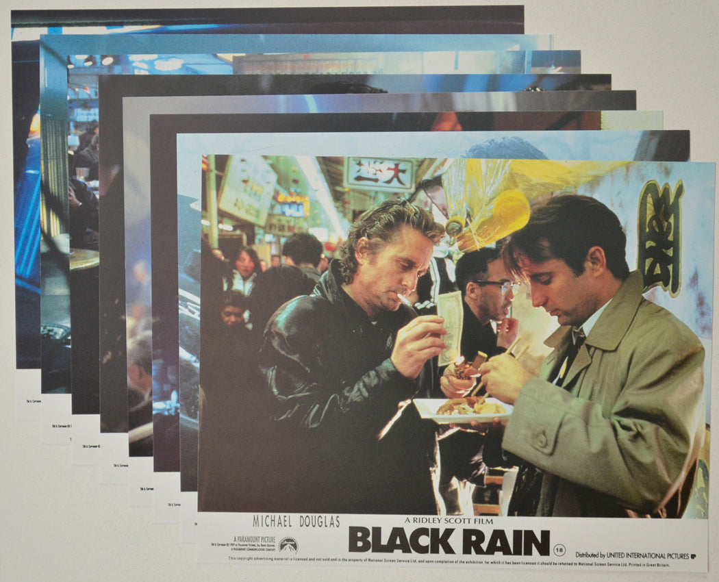 BLACK RAIN (Full View) Cinema Set of Colour FOH Stills / Lobby Cards  