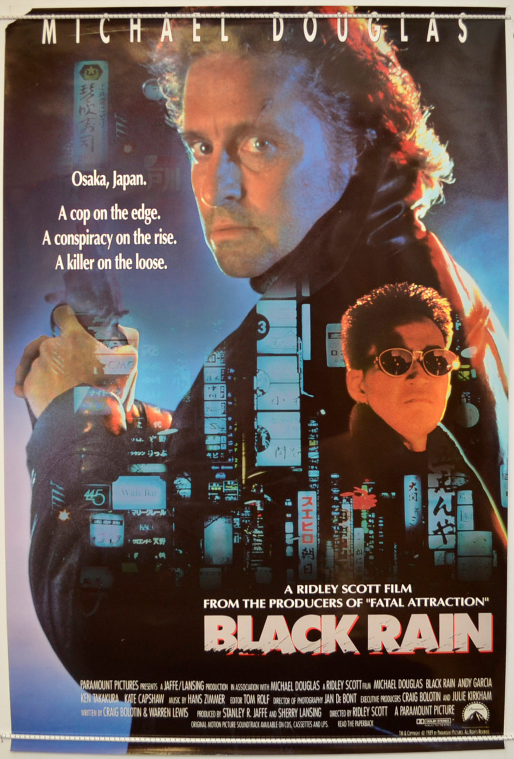 Black Rain  Original One Sheet Poster - Film Poster - Movie Poster 