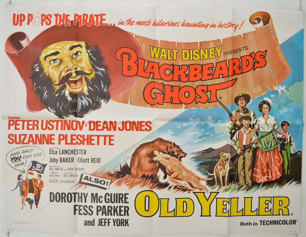 Blackbeard's Ghost / Old Yeller  (Double Bill)  Original Quad Poster - Film Poster - Movie Poster 