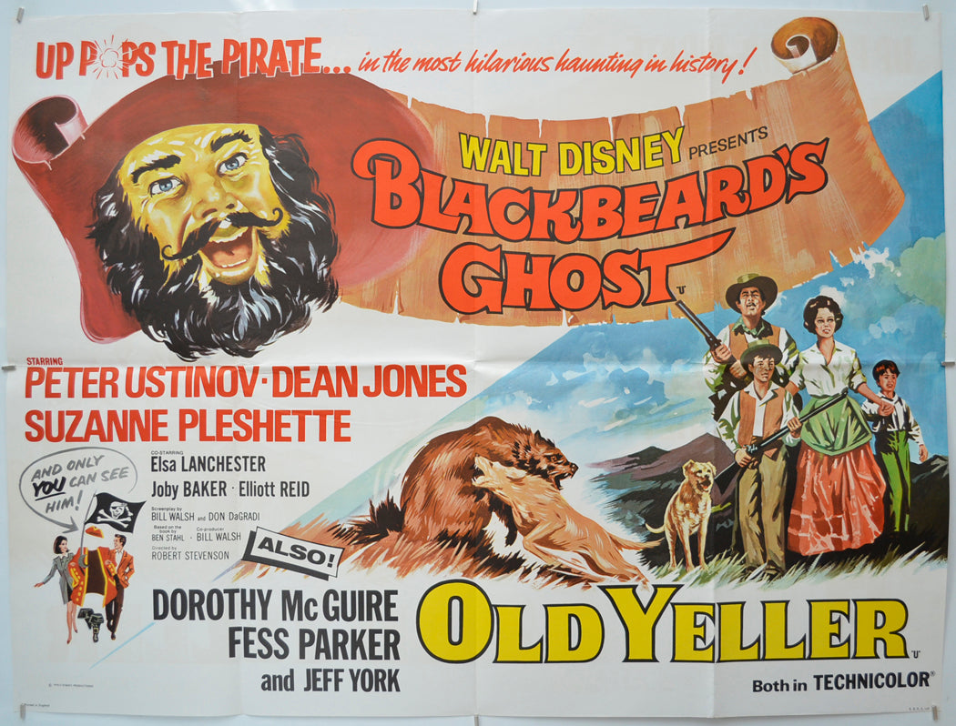 Blackbeard's Ghost / Old Yeller (Double Bill)  Original Quad Poster - Film Poster - Movie Poster