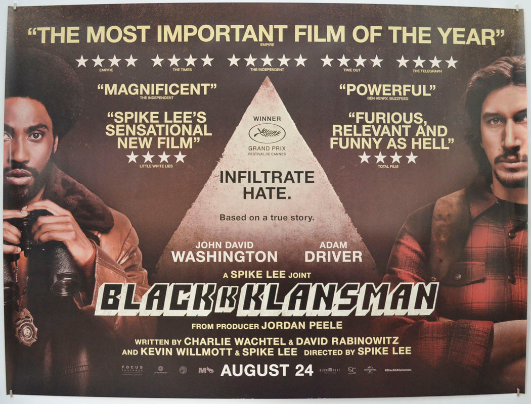 BlacKkKlansman (a.k.a. Black K Klansman) Original Quad Poster - Film Poster - Movie Poster