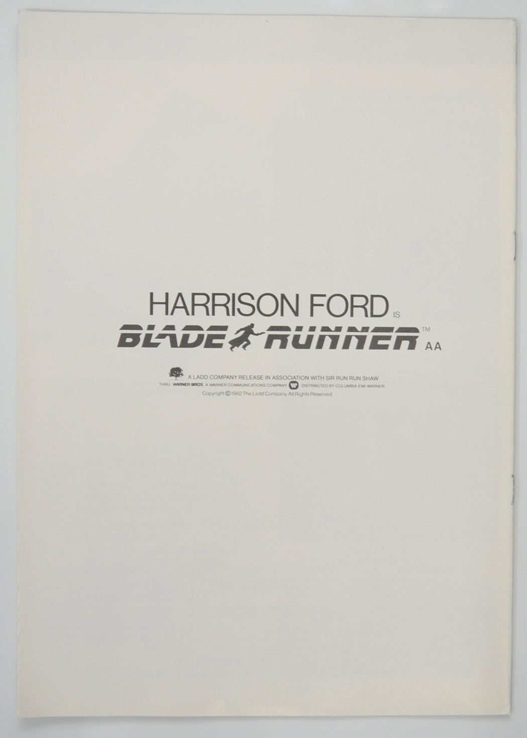 BLADE RUNNER Cinema Exhibitors Campaign Pressbook - BACK 