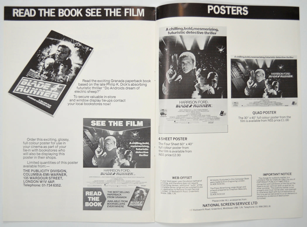 BLADE RUNNER Cinema Exhibitors Campaign Pressbook - INSIDE 