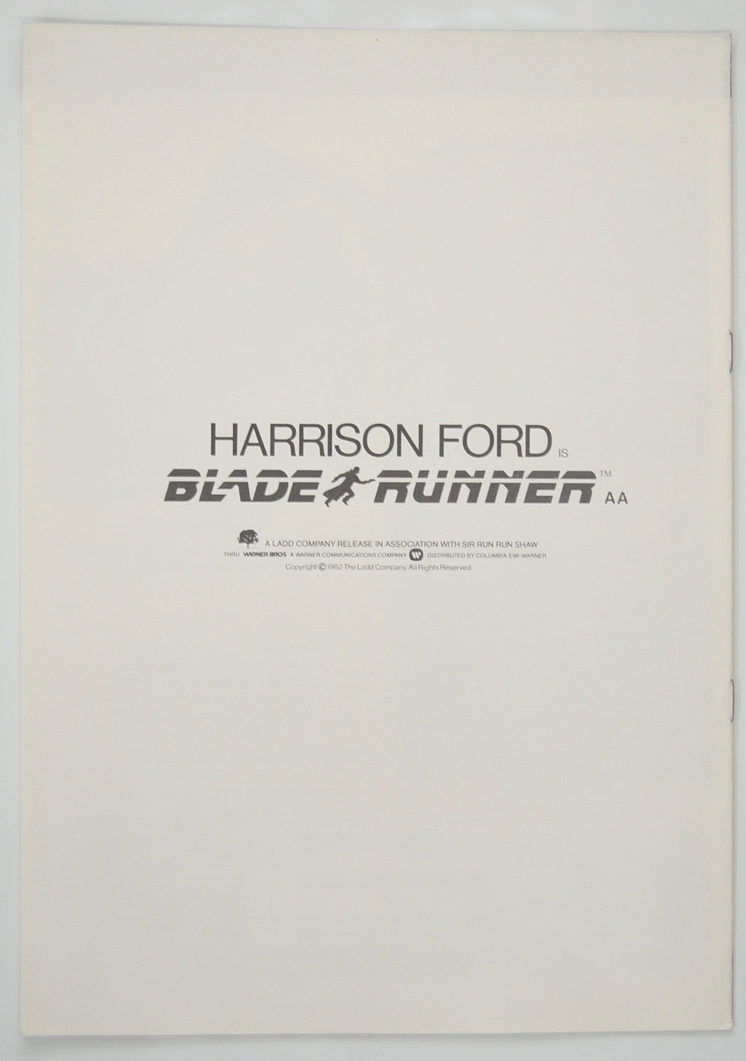 BLADE RUNNER Cinema Exhibitors Campaign Pressbook - BACK 