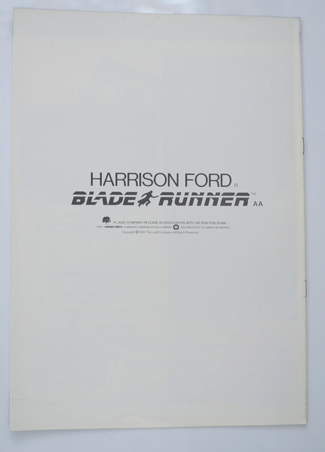 BLADE RUNNER Cinema Exhibitors Campaign Pressbook - BACK 