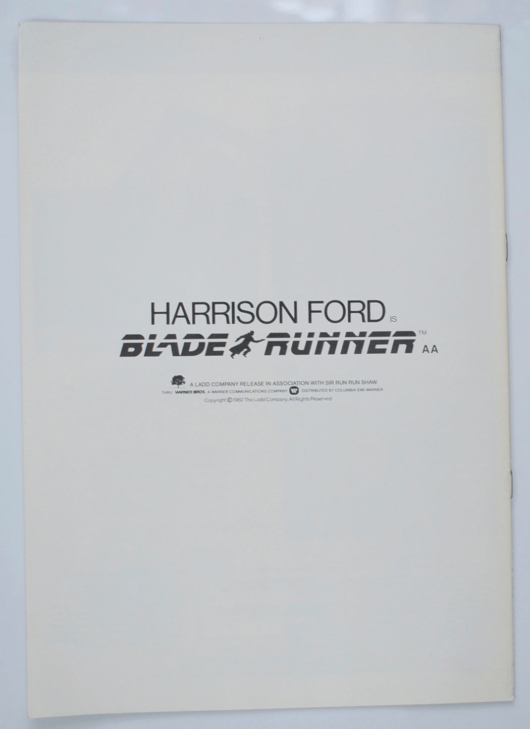 BLADE RUNNER Cinema Exhibitors Campaign Pressbook - BACK 