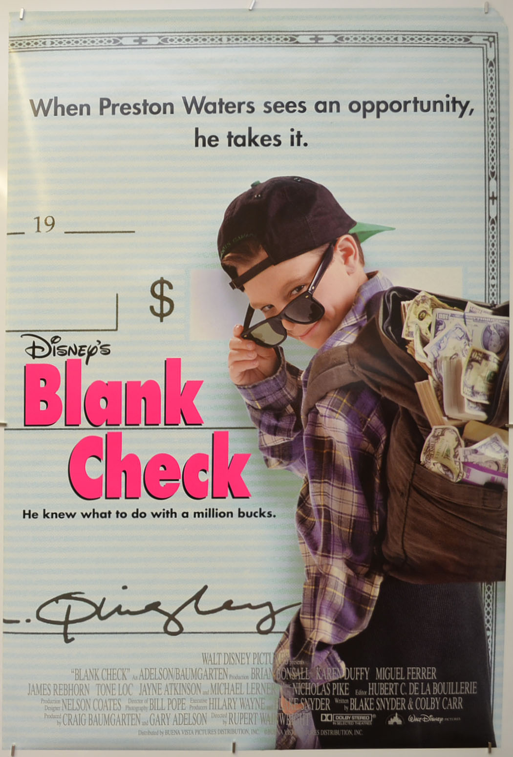 Blank Check (a.k.a. Blank Cheque) Original One Sheet Poster - Film Poster - Movie Poster