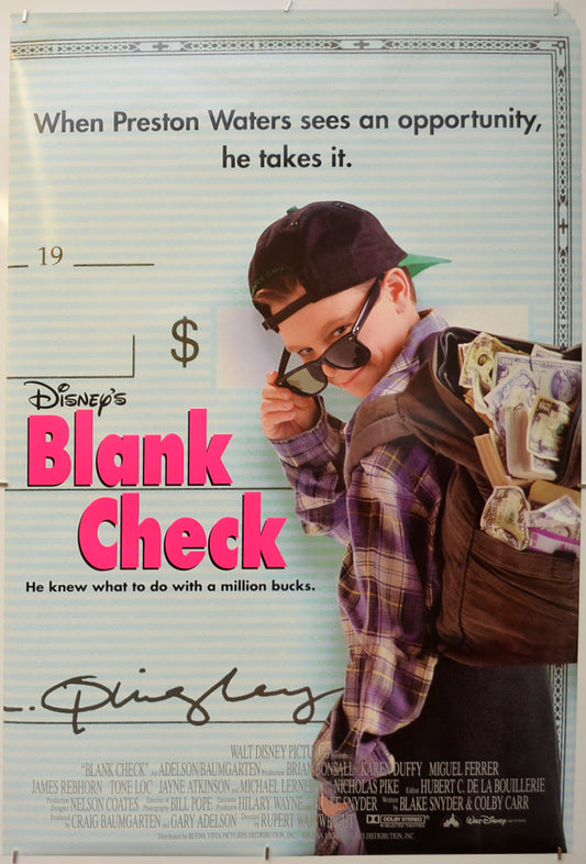 Blank Check (a.k.a. Blank Cheque) Original One Sheet Poster - Film Poster - Movie Poster