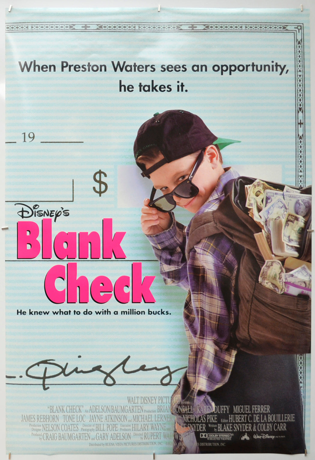 Blank Check (a.k.a. Blank Cheque)  Original One Sheet Poster - Film Poster - Movie Poster