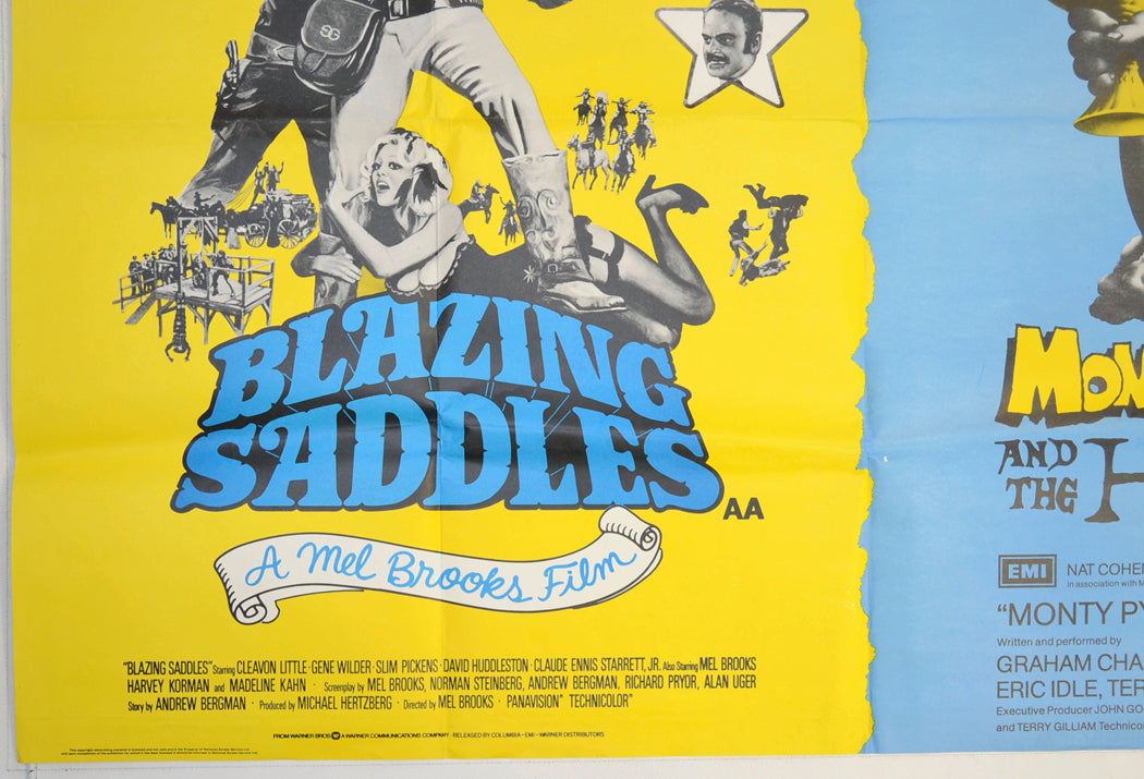 BLAZING SADDLES / MONTY PYTHON AND THE HOLY GRAIL (Bottom Left) Cinema Quad Movie Poster 