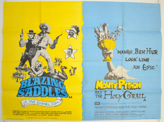 Blazing Saddles / Monty Python And The Holy Grail  Original British Quad Poster - Film Poster - Movie Poster 