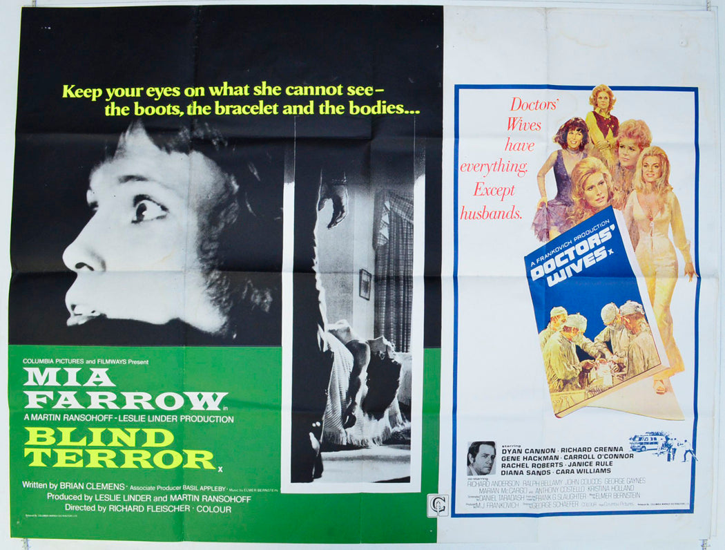 Blind Terror / Doctors' Wives   (Double Bill) Original British Quad Poster - Film Poster - Movie Poster