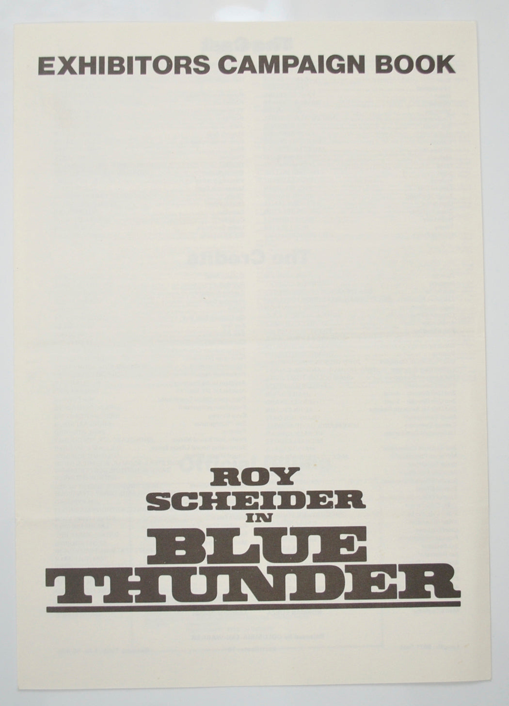 Blue Thunder Original 4 Page Cinema Exhibitors Campaign Pressbook (UK)