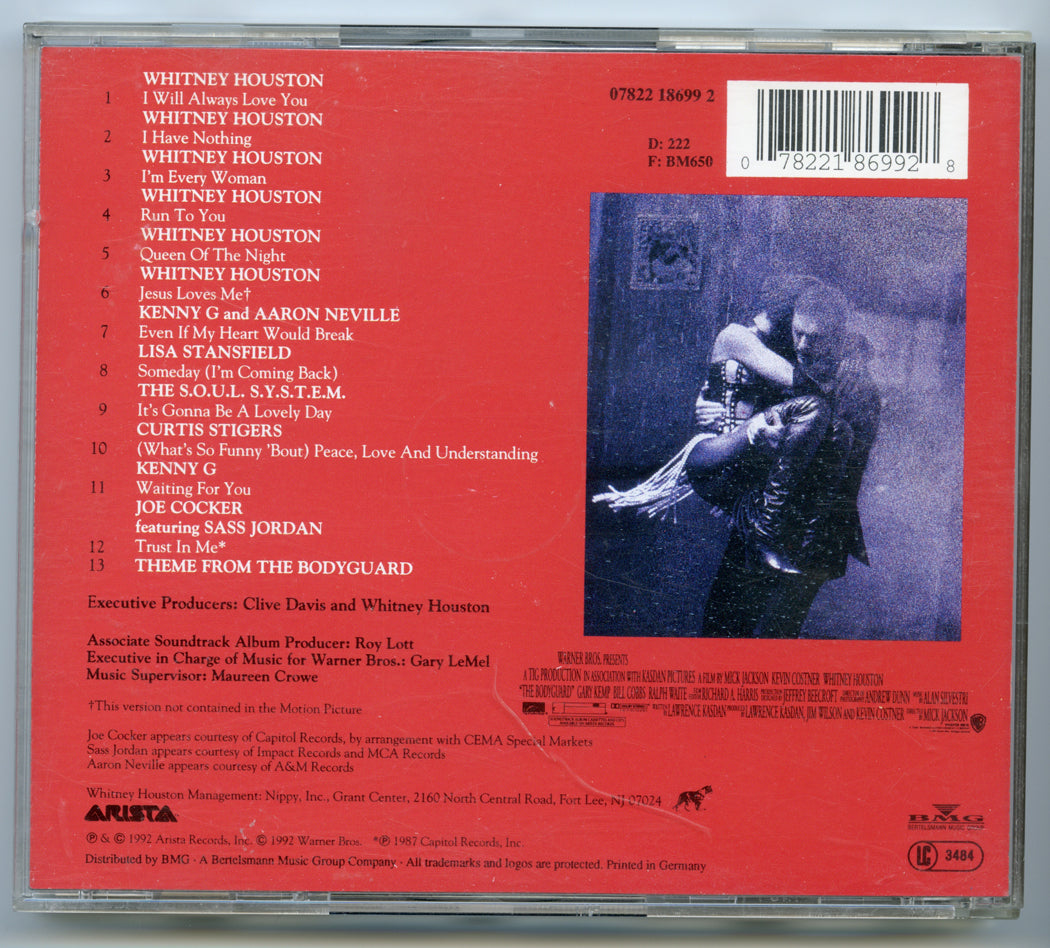 THE BODYGUARD Original CD Soundtrack (back) 