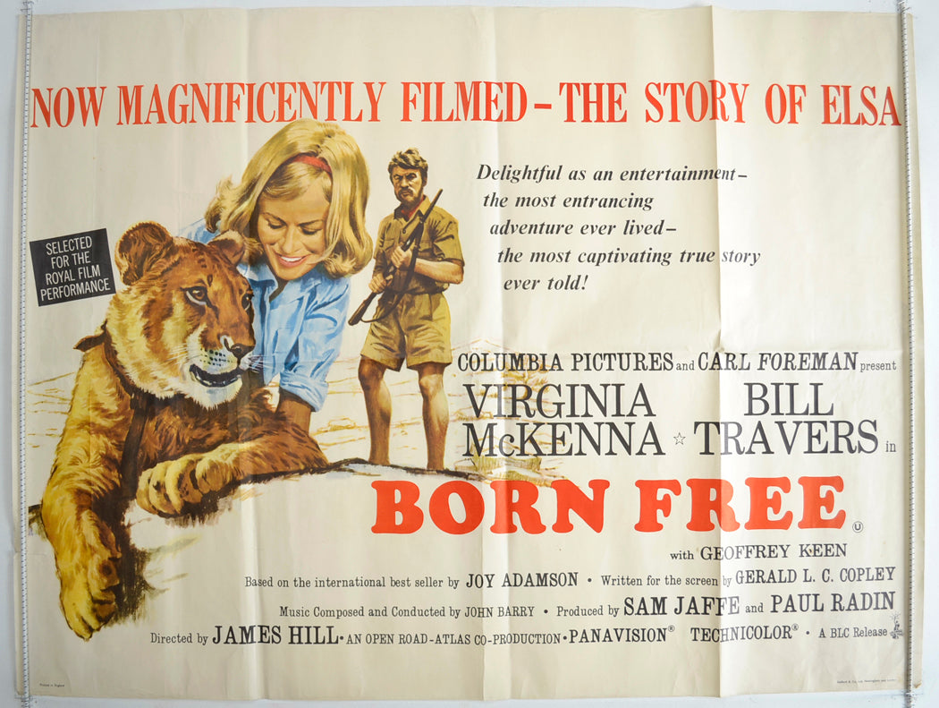 Born Free  Original Quad Poster - Film Poster - Movie Poster