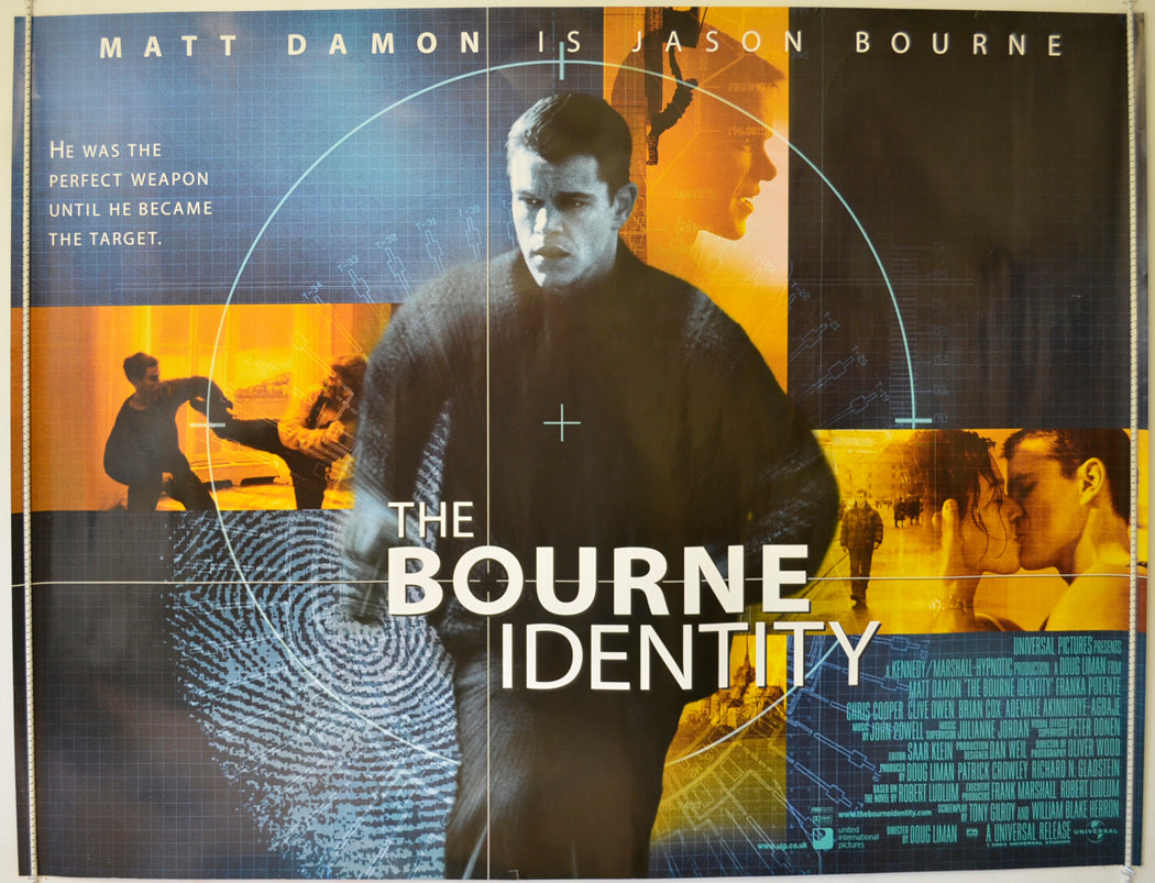 The Bourne Identity   Original Quad Poster - Film Poster - Movie Poster 