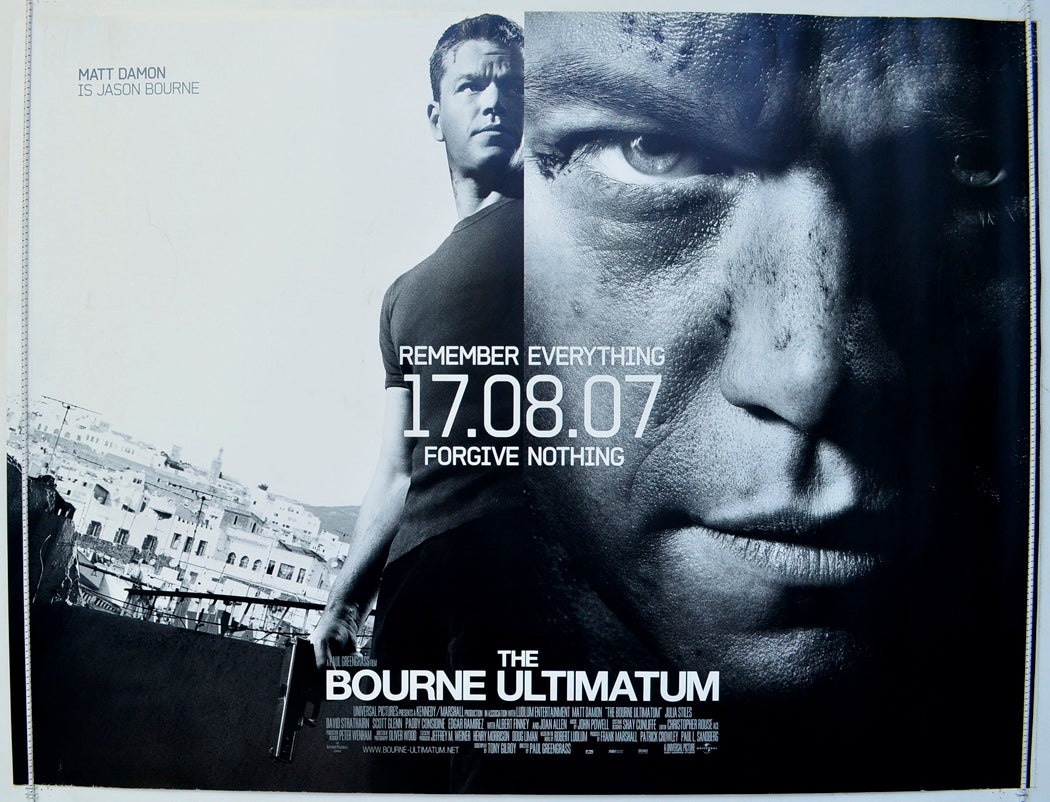 The Bourne Ultimatum  Original British Quad Poster - Film Poster - Movie Poster 