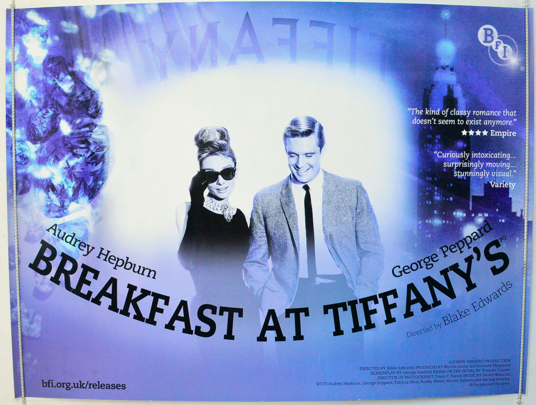 Breakfast At Tiffany's  (50th Anniversary 2011 BFI re-release)   Original British Quad Poster - Film Poster - Movie Poster 