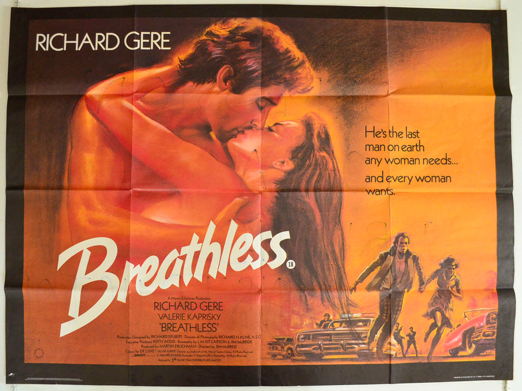 Breathless Original British Quad Poster - Film Poster - Movie Poster 