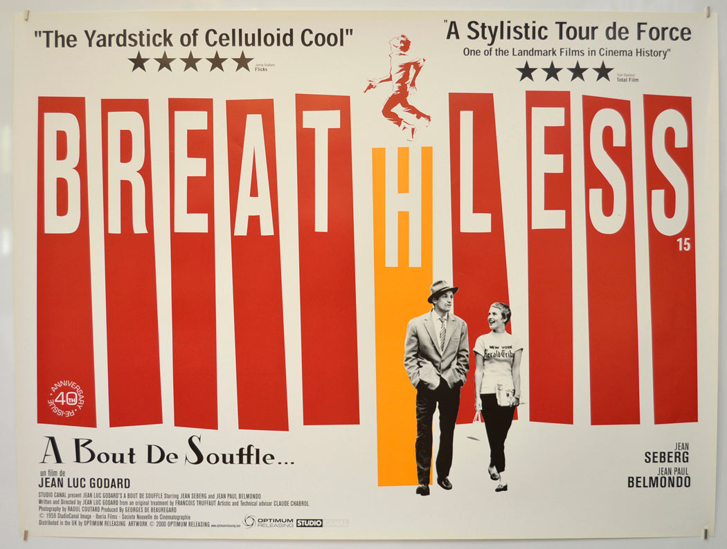 Breathless  (a.k.a. a bout de soufflé)  (2000 re-release poster)   Original Quad Poster - Film Poster - Movie Poster