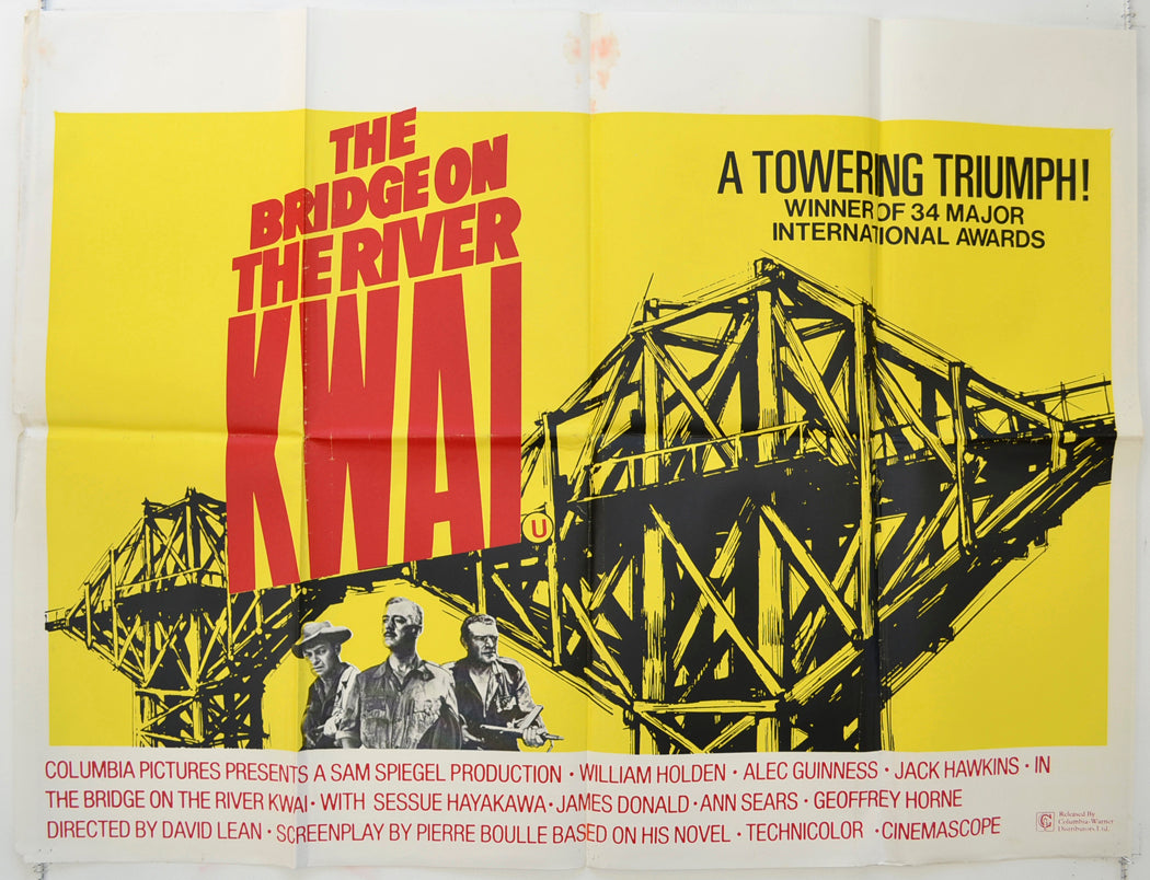 The Bridge On The River Kwai  (1972 re-release poster)   Original Quad Poster - Film Poster - Movie Poster  