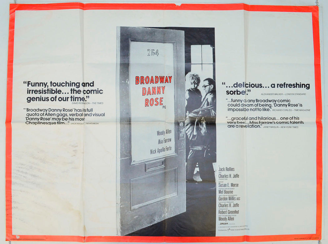 Broadway Danny Rose  Original British Quad Poster - Film Poster - Movie Poster