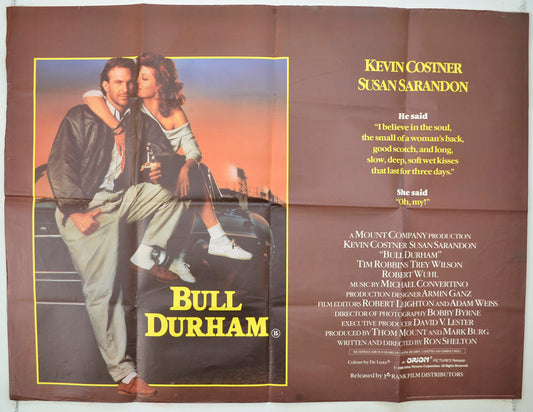 Bull Durham Original Quad Poster - Film Poster - Movie Poster  