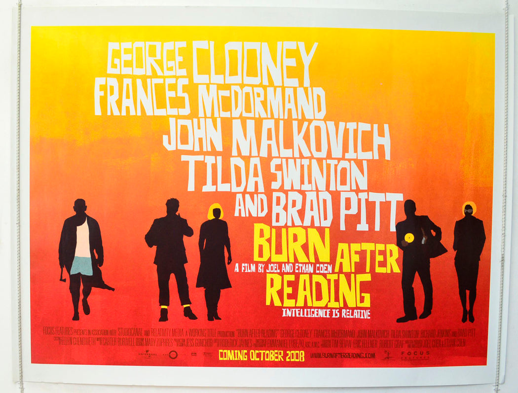 Burn After Reading  Original British Quad Poster - Film Poster - Movie Poster