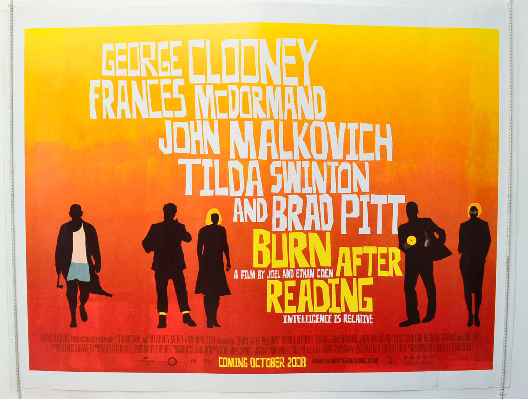 Burn After Reading  Original British Quad Poster - Film Poster - Movie Poster