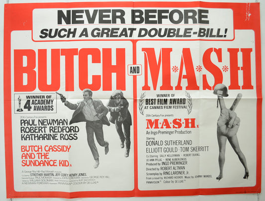 Butch Cassidy And The Sundance Kid / MASH  (Double Bill)  Original Quad Poster - Film Poster - Movie Poster 