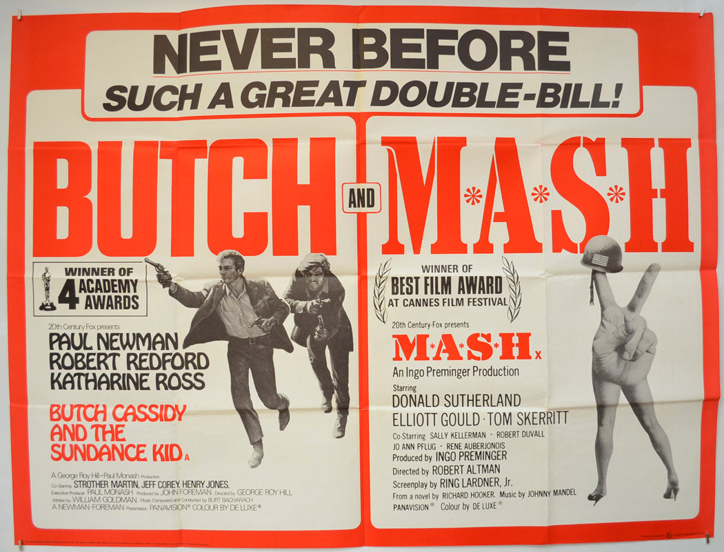 Butch Cassidy And The Sundance Kid / MASH  (Double Bill)   Original Quad Poster - Film Poster - Movie Poster