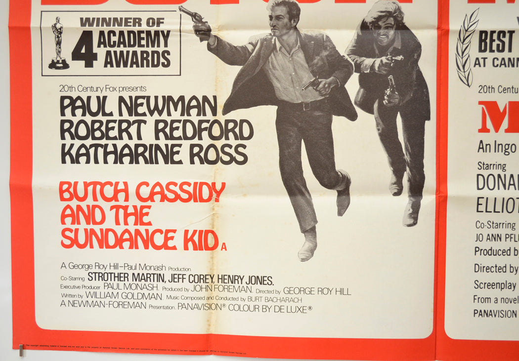 BUTCH CASSIDY AND THE SUNDANCE KID / M.A.S.H. (Bottom Left) Cinema Quad Movie Poster 