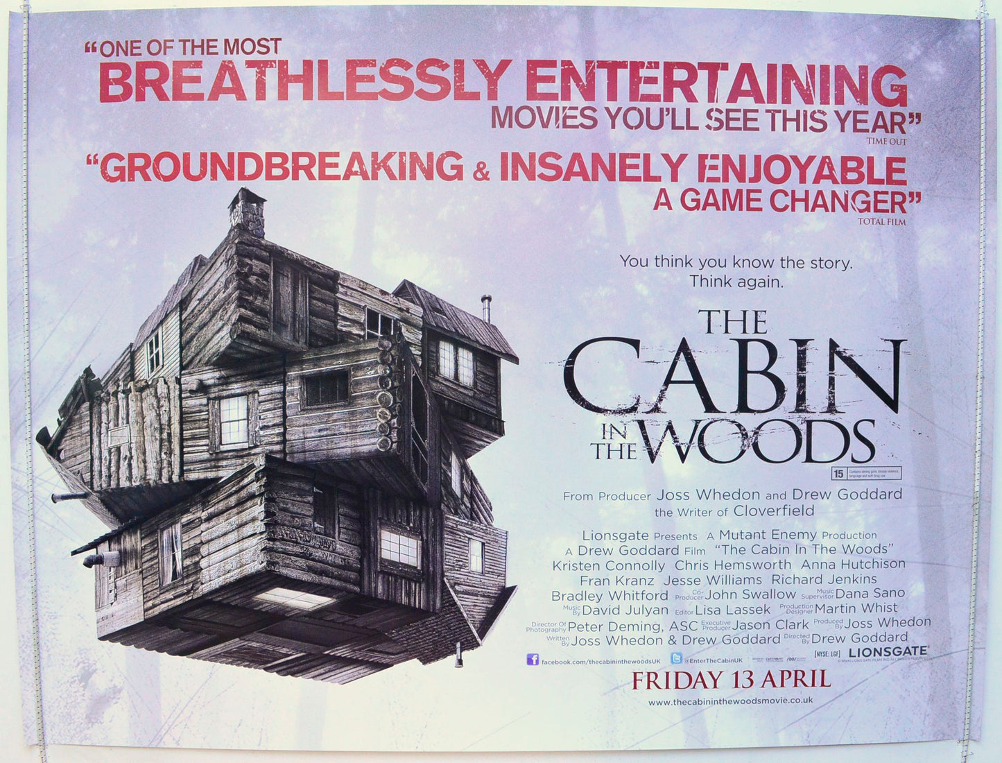 The Cabin In The Woods Original British Quad Poster - Film Poster - Movie Poster 