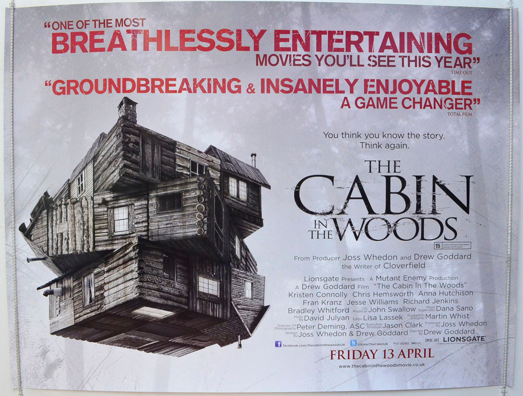 The Cabin In The Woods Original British Quad Poster - Film Poster - Movie Poster 