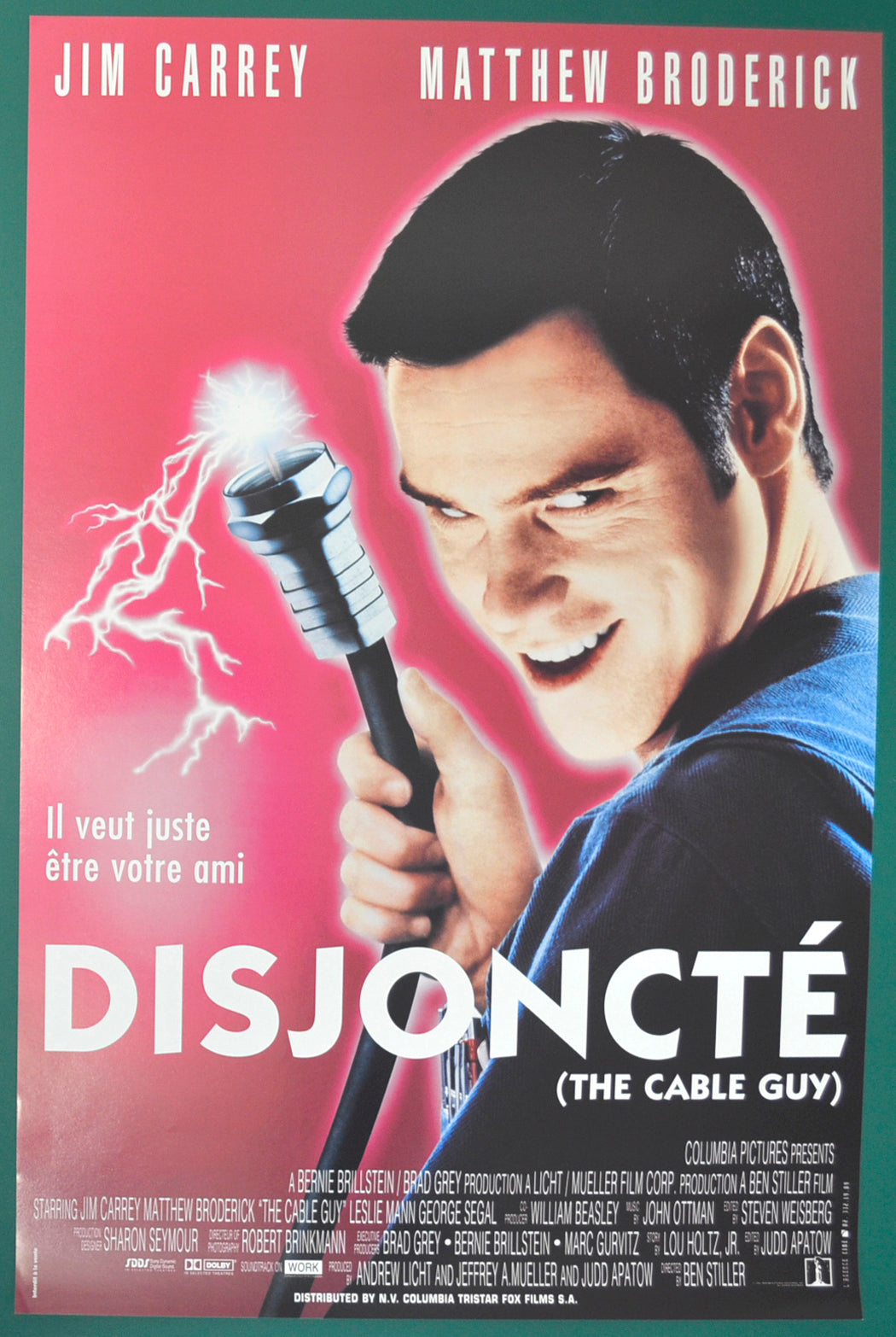 The Cable Guy  (Belgian Dutch Title - Disjoncte)   Original Belgian Poster - Film Poster - Movie Poster  