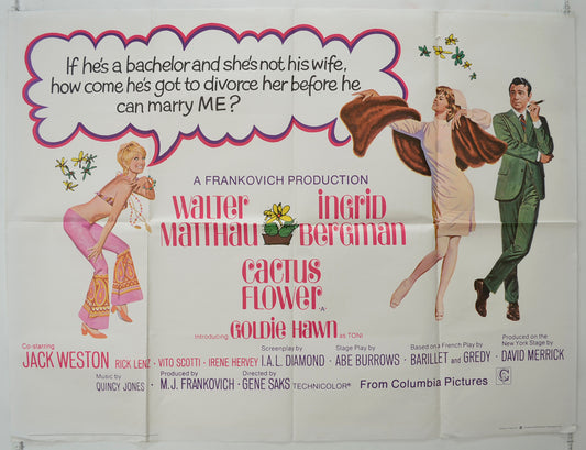 Cactus Flower   Original Quad Poster - Film Poster - Movie Poster 