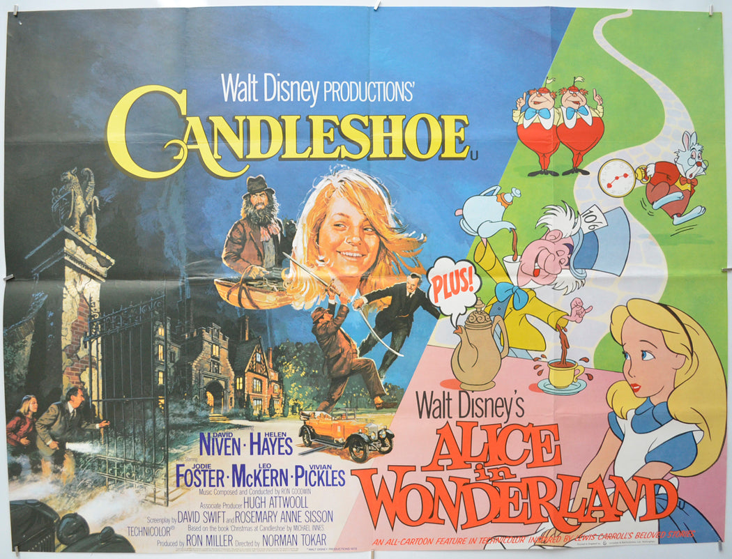 Candleshoe / Alice In Wonderland (Double Bill)  Original Quad Poster - Film Poster - Movie Poster