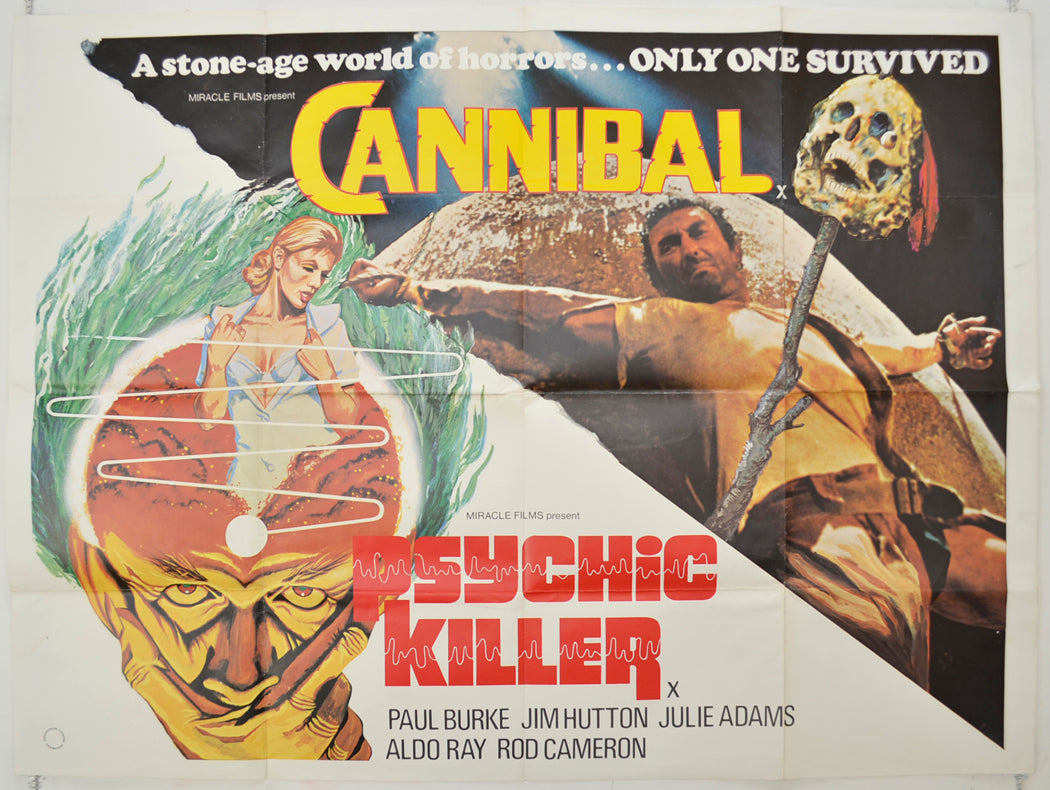 Cannibal / Psychic Killer  (Double Bill)  Original Quad Poster - Film Poster - Movie Poster 