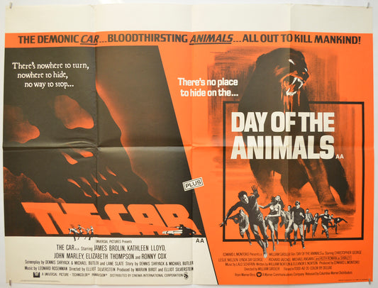 The Car / Day Of The Animals (Double Bill) Original Quad Poster - Film Poster - Movie Poster