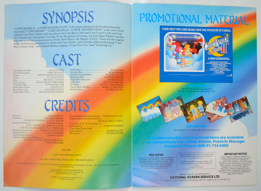 CARE BEARS MOVIE II Cinema Exhibitors Campaign Pressbook - INSIDE 